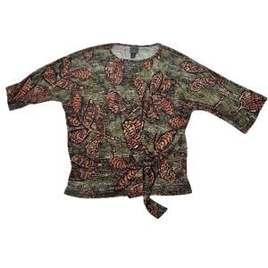 NWT Clara Sunwoo Signature Side Tie Top Moasic Leaves Pattern Size XS